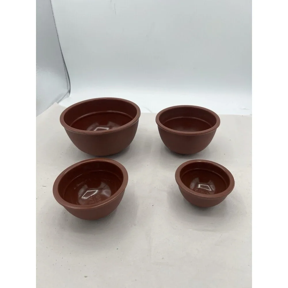 Vintage Melmac Nesting Measuring Bowls Set 5 Brown 1/8–2 Cup USA